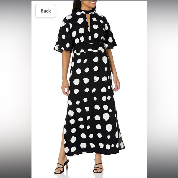 NWT! POLKA DOT KEYHOLE MAXI EVENING DRESS WITH SIDE SLITS 😍 - Picture 3 of 6